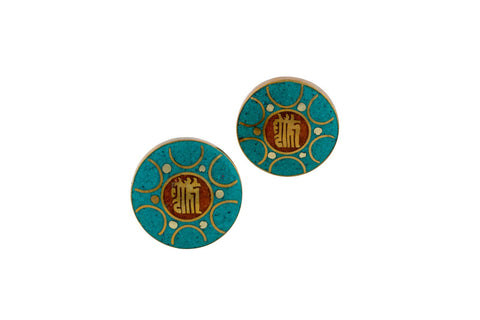 Turquoise Ranjana Script Om - The Seed of all Creation