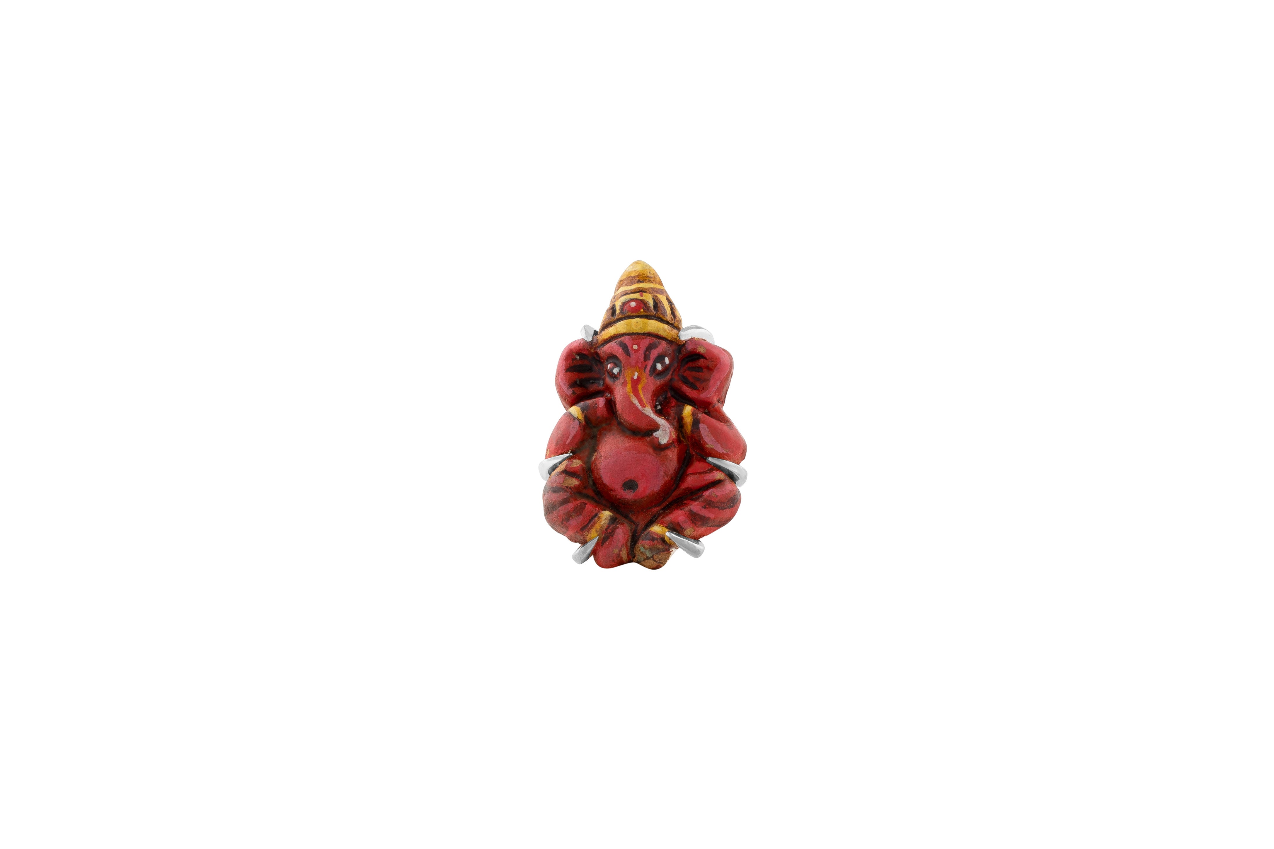 Hand Painted Red Ganesh Tack Lapel -  Passion