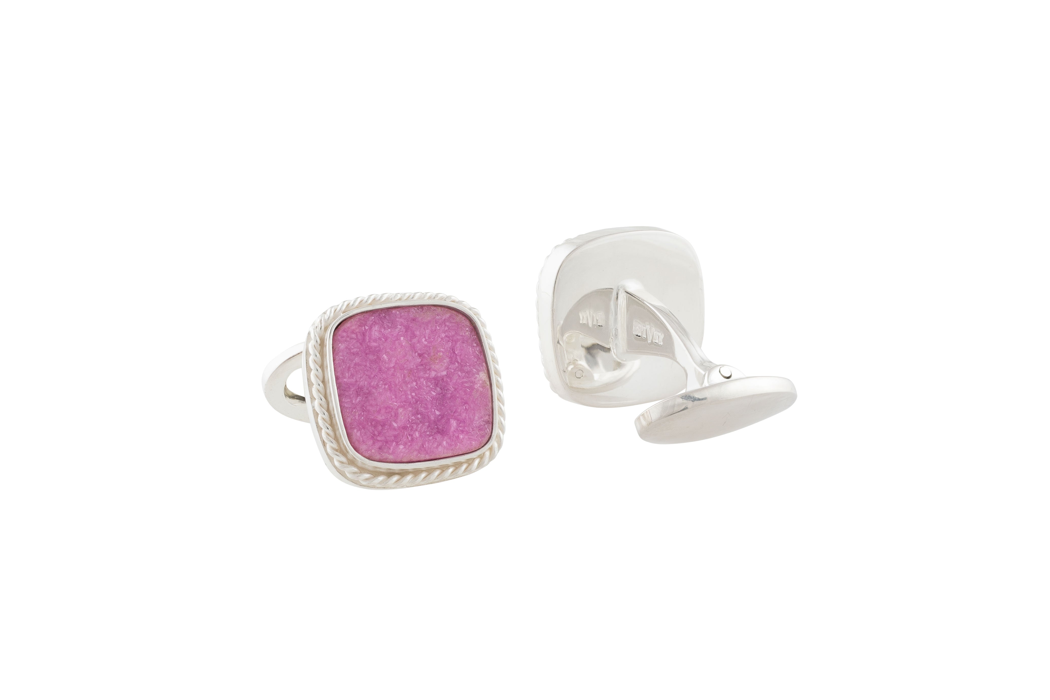 Cobalto Calcite & Sterling Cufflinks - Stone of Self-Discovery