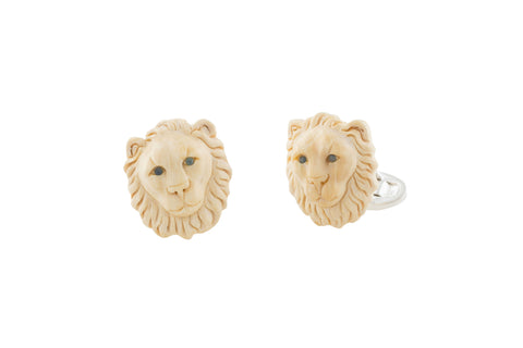 Hand Carved Lion Head Cufflinks - Guardian