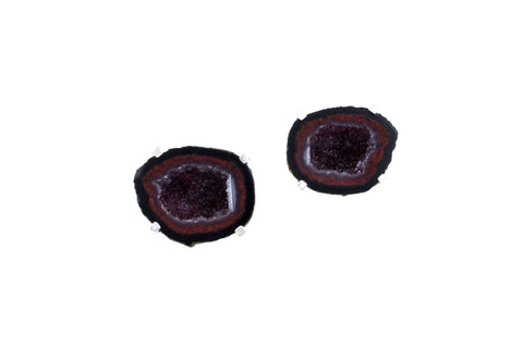 Stone of Communication - Wine Red Geode Cufflinks