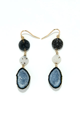 Drusy & Agate Geode 14K Gold One-of-a-Kind Earrings - Creativity
