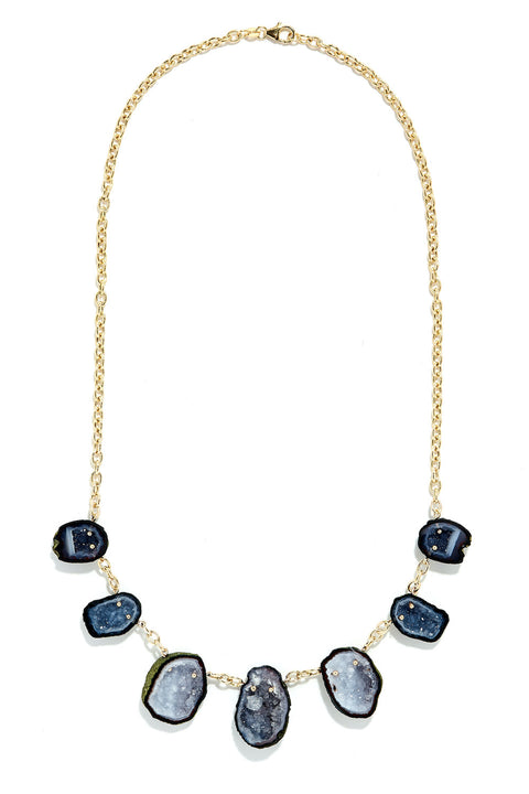 Geodes Gray Story 14K Gold One-of-a-kind Necklace -