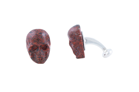 Carved Red Fossil Dinosaur Bone Skull Cufflinks - Ancient Knowledge