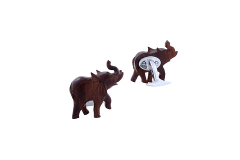 Hand Carved Wood Figural Elephants - Power