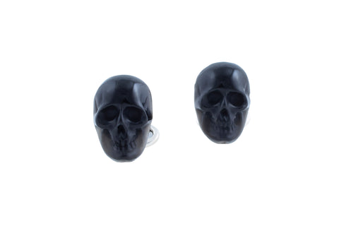 Carved Obsidian Skull Cufflinks - Releases Negativity