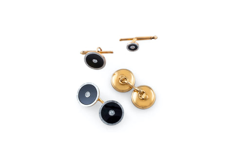 Onyx & Diamond 14K Gold Art Deco Full Formal Set