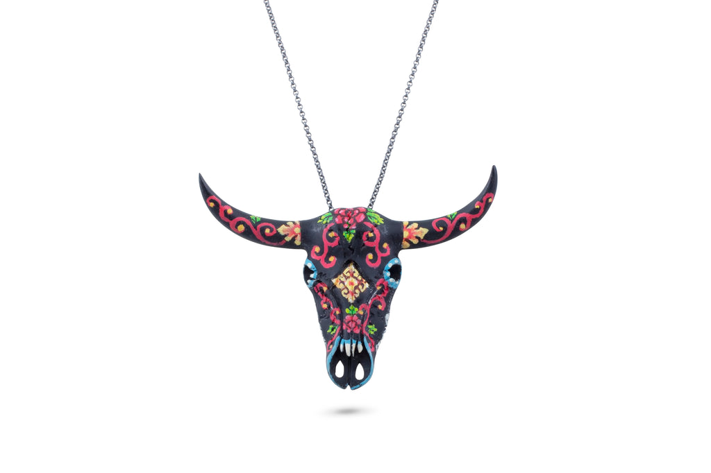 Bull Skull Necklace Cow Skull Necklace Horn Necklace - Etsy